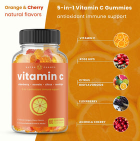 NutraChamps Gummies de Vitamine C 410g saveur cerise