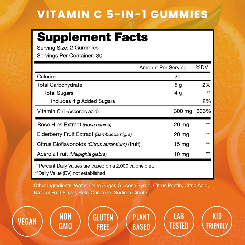 NutraChamps Gummies de Vitamine C 410g saveur orange