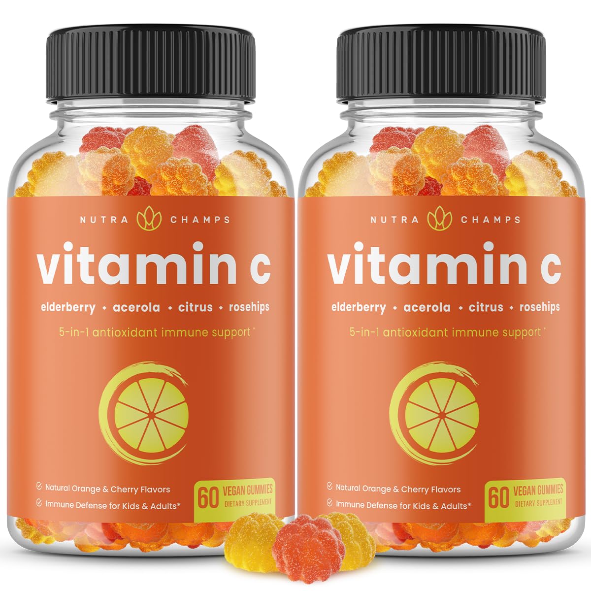 NutraChamps Gummies de Vitamine C 410g vue de face avec emballage