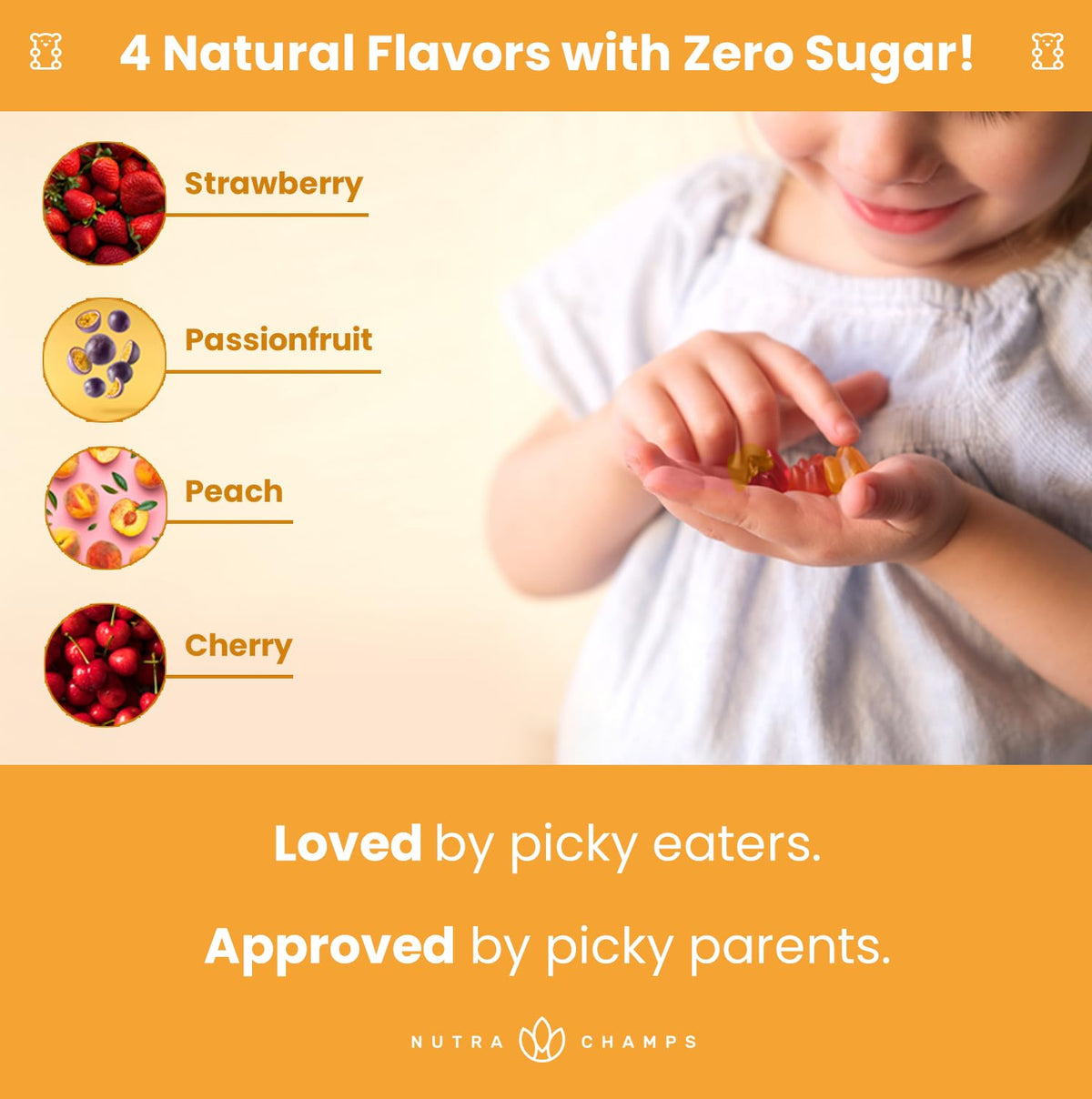 NutraChamps Gummies Multivitamines Enfants 120 Gummies saveurs fraise et cerise
