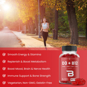 NutraChamps Gummies Vitamine D3 et B12, détails de l'emballage