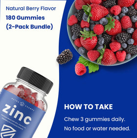 NutraChamps gummies Zinc 50mg, côté de l'emballage