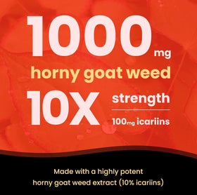 NutraChamps Horny Goat Weed 1000mg capsules with a measuring spoon
