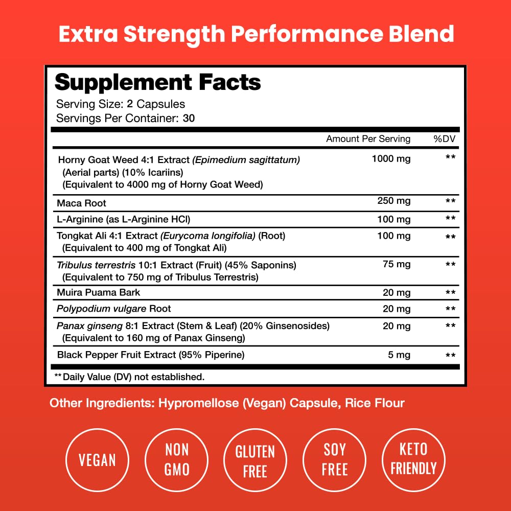 NutraChamps Horny Goat Weed 1000mg ingredients list