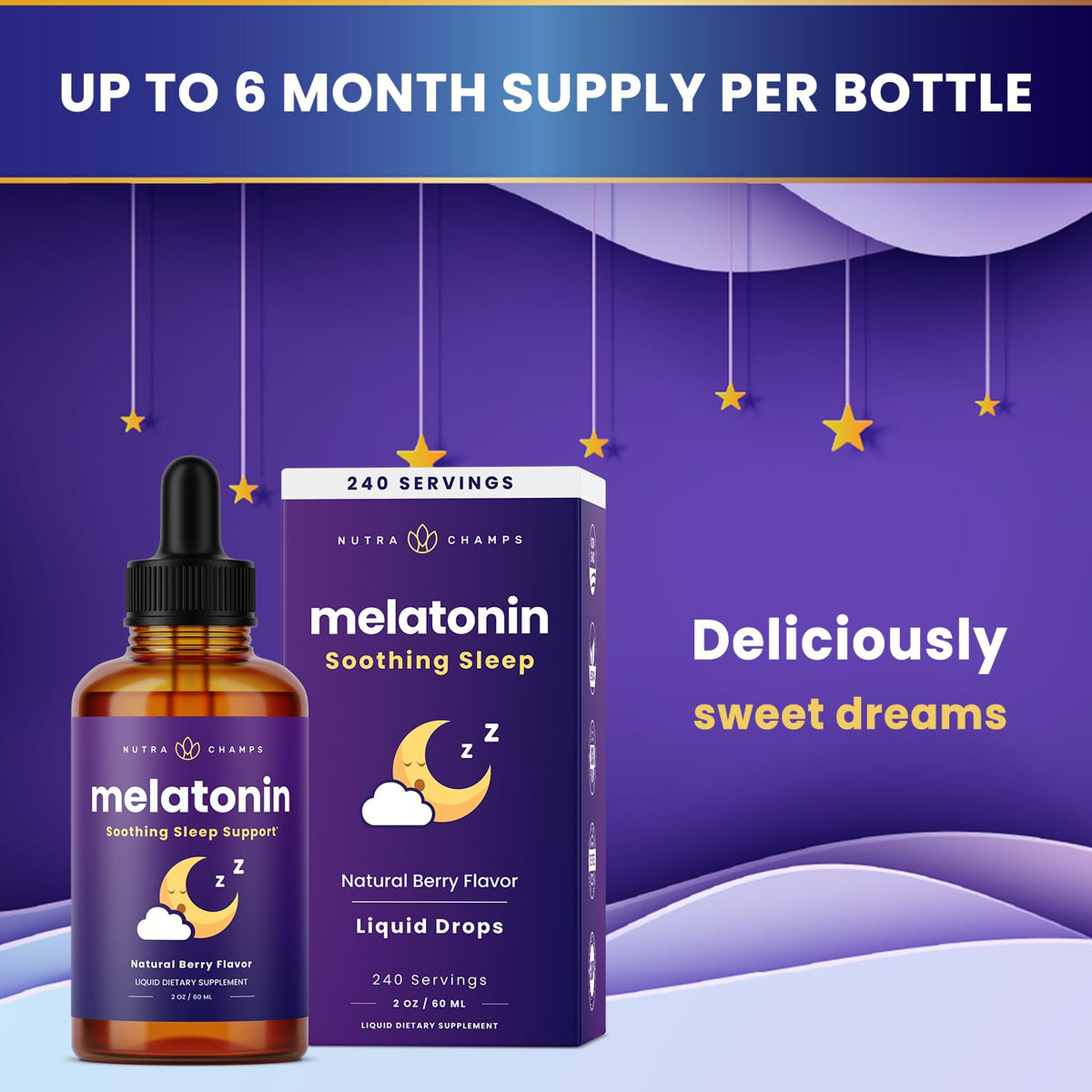 NutraChamps Melatonine Liquide goût baies naturelles