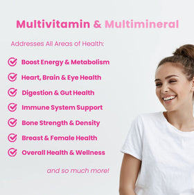 NutraChamps Multivitamines Femme présentées avec des fruits