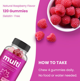 NutraChamps Multivitamines pour Femmes 120 Gummies, ingrédients sur l'étiquette