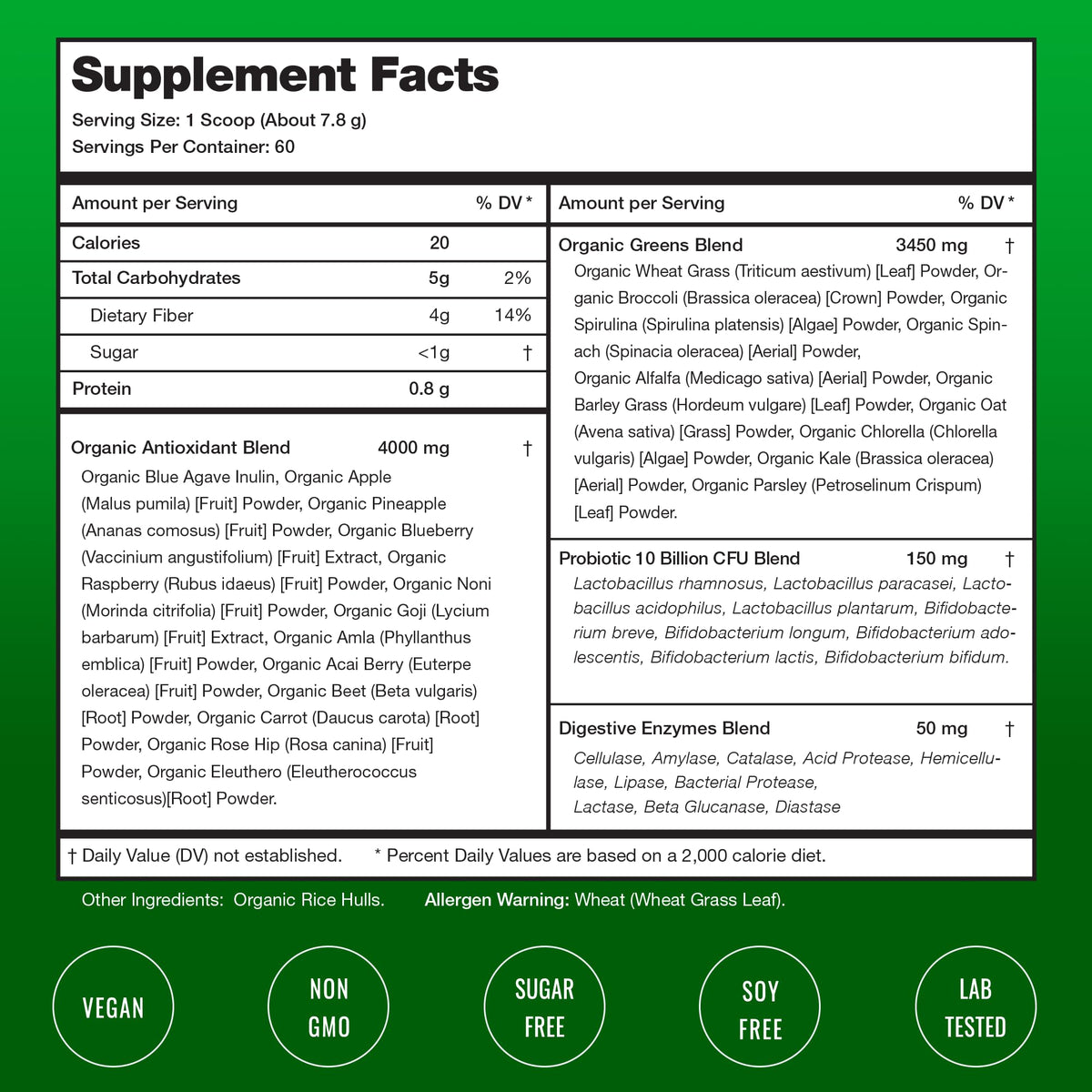 NutraChamps Poudre Super Greens cuillère de poudre