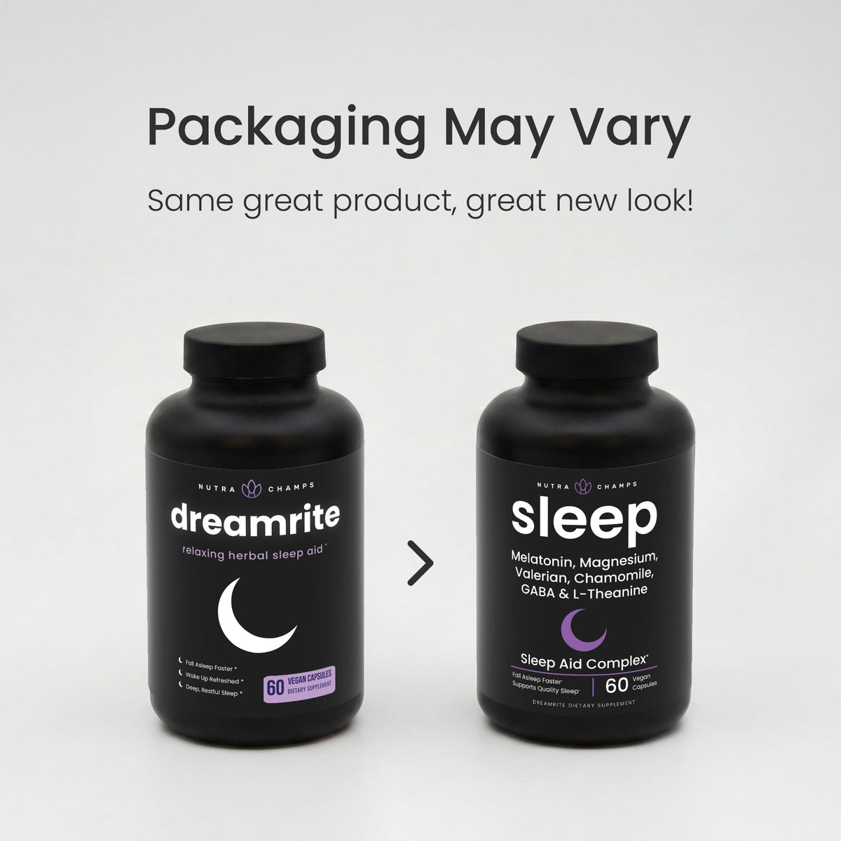 NutraChamps Sommeil 10 en 1, arrière du flacon avec informations nutritionnelles