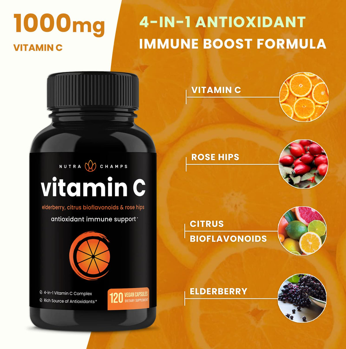 NutraChamps Vitamine C capsule ouverte montrant la taille