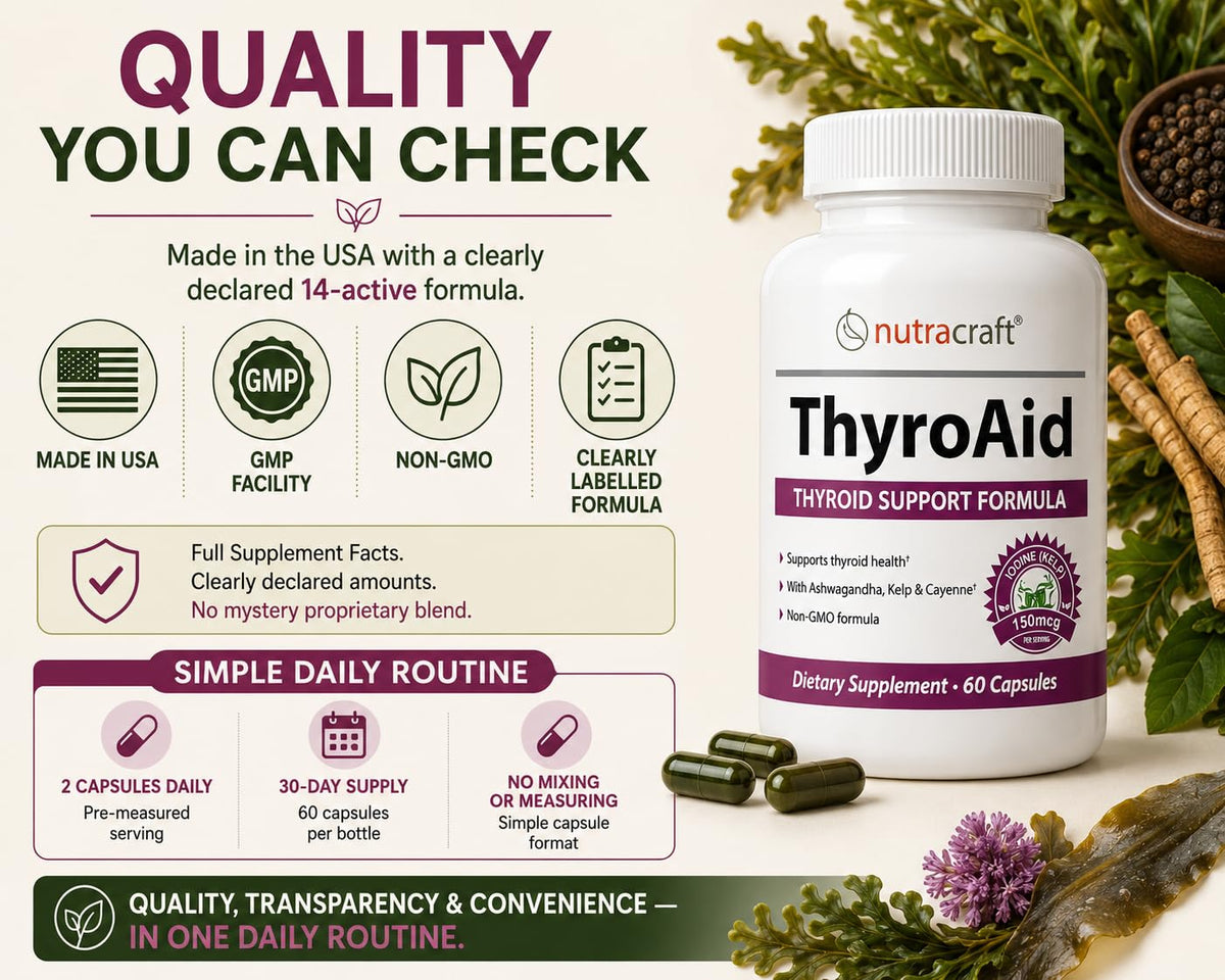 Nutracraft ThyroAid 60 capsules vue arrière