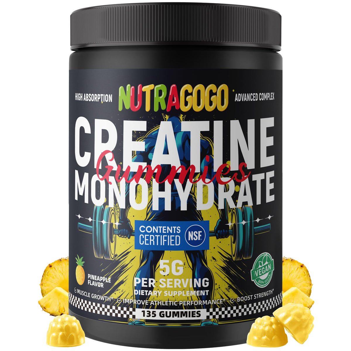 NUTRAGOGO Gummies de créatine monohydrate vue de face avec emballage