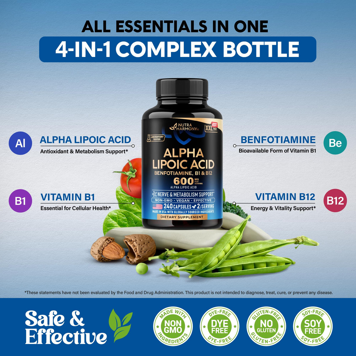 NUTRAHARMONY Acide Alpha Lipoïque 600mg gélules ouvertes