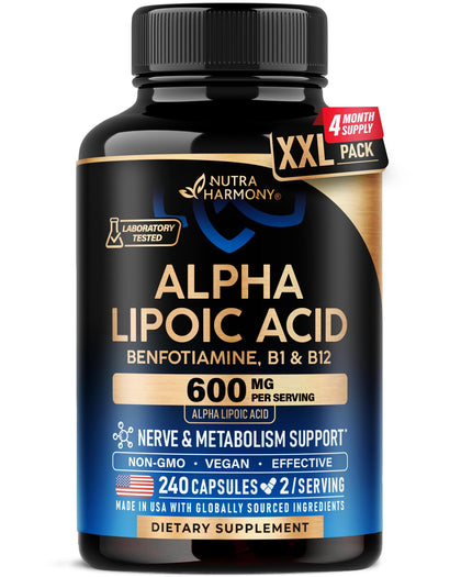 NUTRAHARMONY Acide Alpha Lipoïque 600mg gélules vue avant