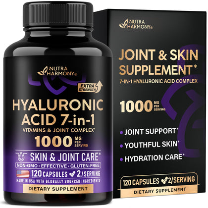NUTRAHARMONY Acide Hyaluronique 1000mg 120 capsules vue de face