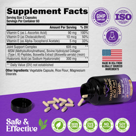 NUTRAHARMONY Acide Hyaluronique 120 capsules sur une table en bois