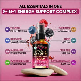 NUTRAHARMONY B-Complex 20 000 mcg bouteille sur fond blanc