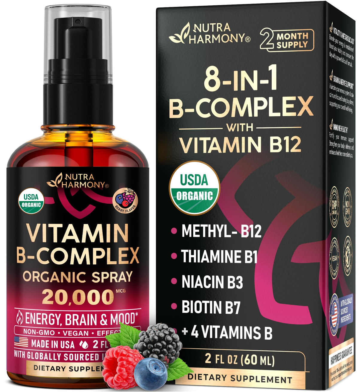 NUTRAHARMONY B-Complex 20 000 mcg bouteille vue avant