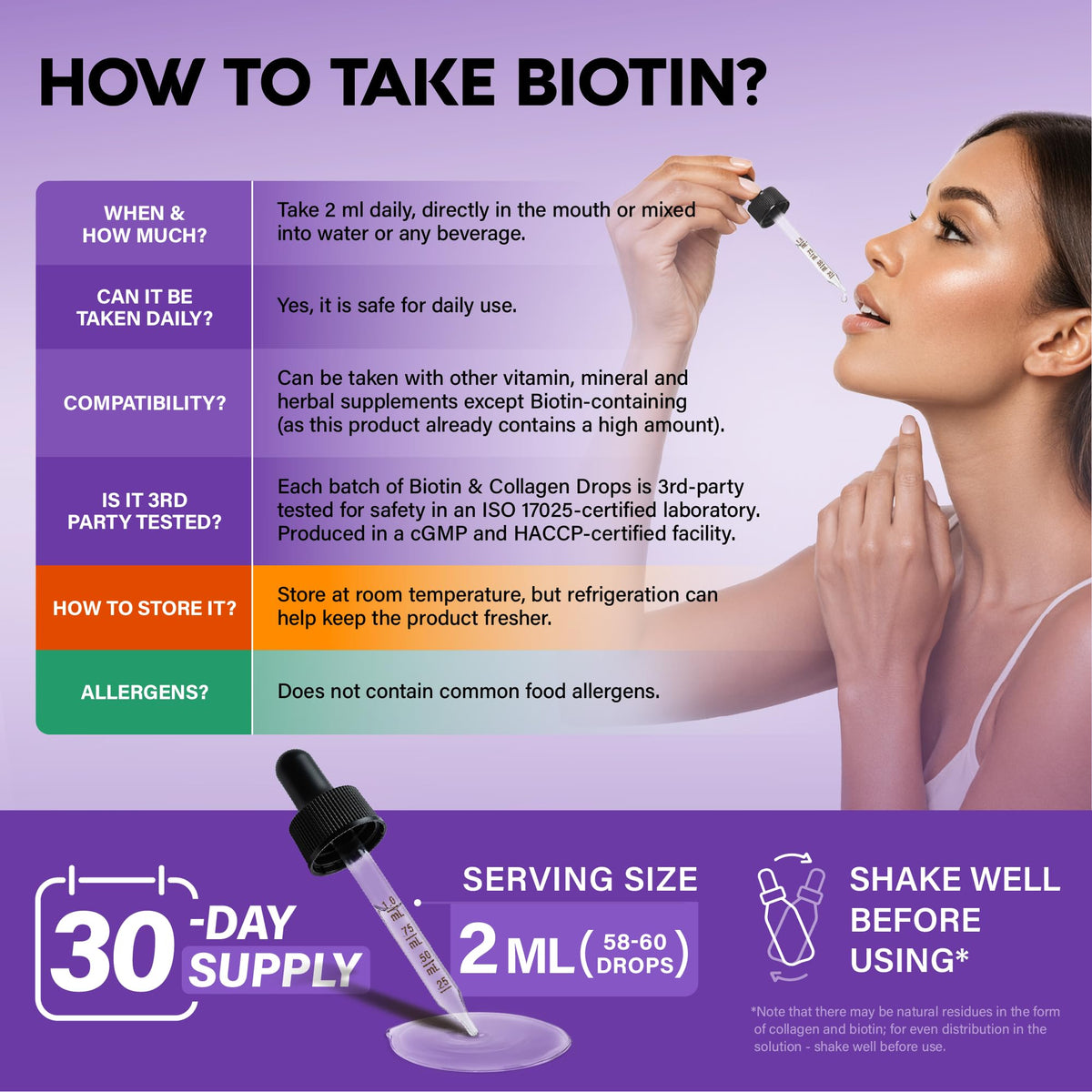 NUTRAHARMONY Biotine & Collagène 60 000 mcg flacon avec fruits