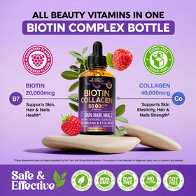 NUTRAHARMONY Biotine & Collagène 60 000 mcg flacon ouvert