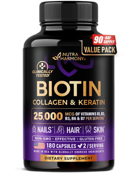 NUTRAHARMONY Biotine Collagène Acide Hyaluronique 180 Caps vue de face