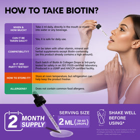 NUTRAHARMONY Biotine et Collagène 60 000 mcg flacon ouvert
