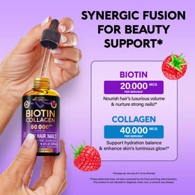 NUTRAHARMONY Biotine et Collagène 60 000 mcg format liquide avec fruits