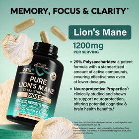 NUTRAHARMONY Capsules de Champignon Lion 1200 mg avec étiquette