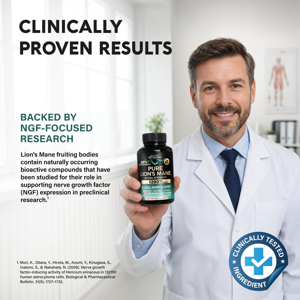 NUTRAHARMONY Capsules de Champignon Lion 1200 mg dans un environnement naturel