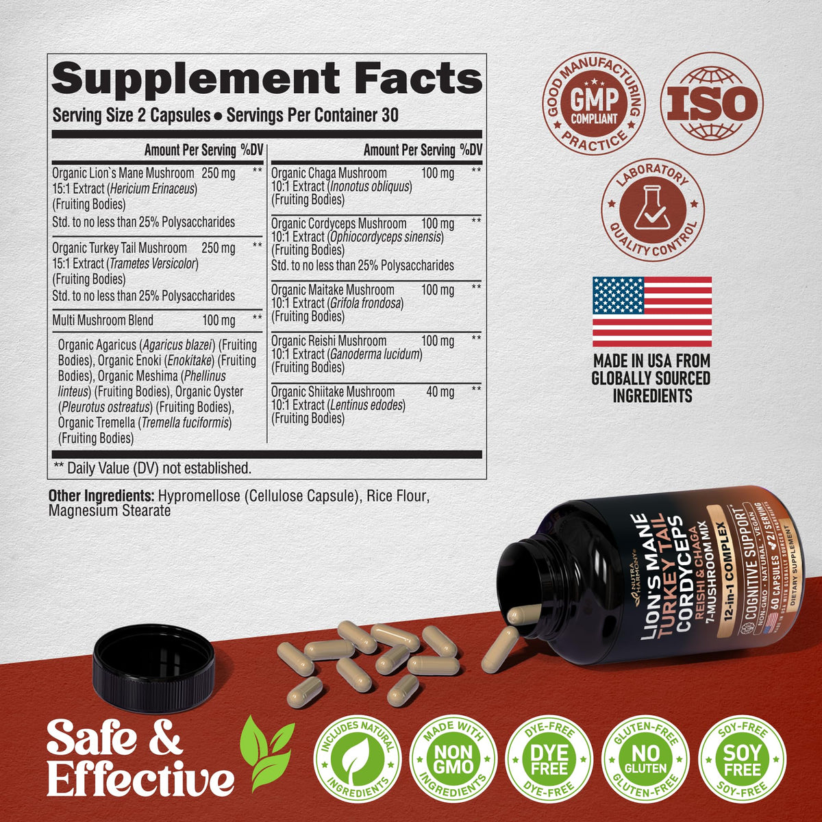 NUTRAHARMONY Champignon 12 en 1 avec fruits et légumes