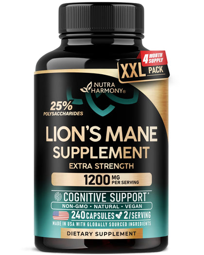 NUTRAHARMONY Champignon Lion's Mane 1200 mg capsules végétales, vue avant