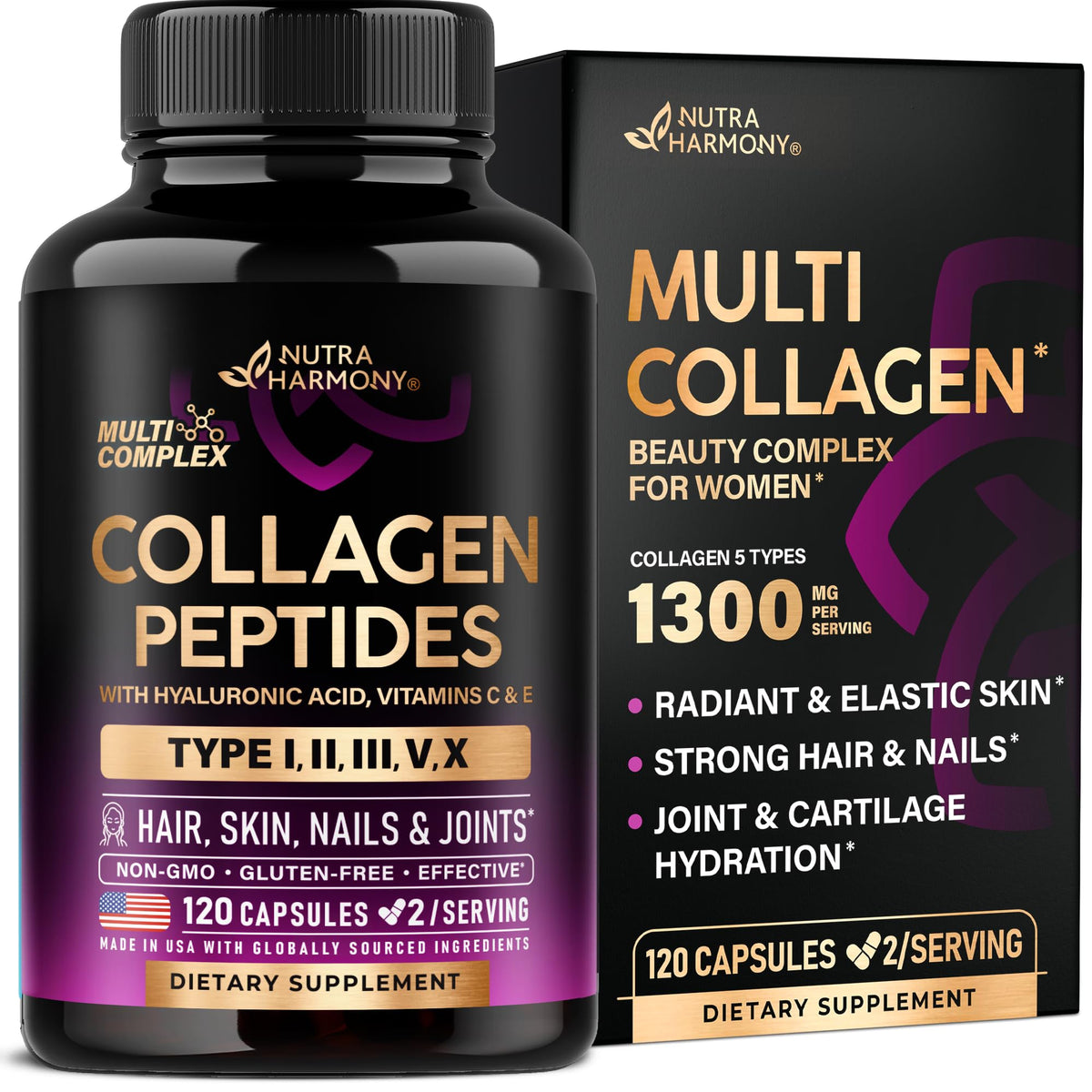 NUTRAHARMONY Collagène Multi Peptides 1300mg vue de face
