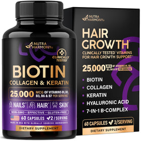 NUTRAHARMONY Complément Alimentaire Biotine Collagène Acide Hyaluronique 60 Caps - vue avant