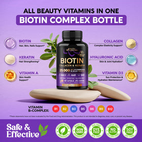 NUTRAHARMONY Complément Alimentaire Biotine Collagène Acide Hyaluronique 60 Caps - vue de dessus