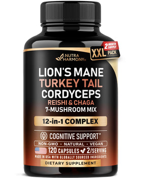 NUTRAHARMONY Complément Alimentaire Champignon 12 en 1 120 Caps vue de face