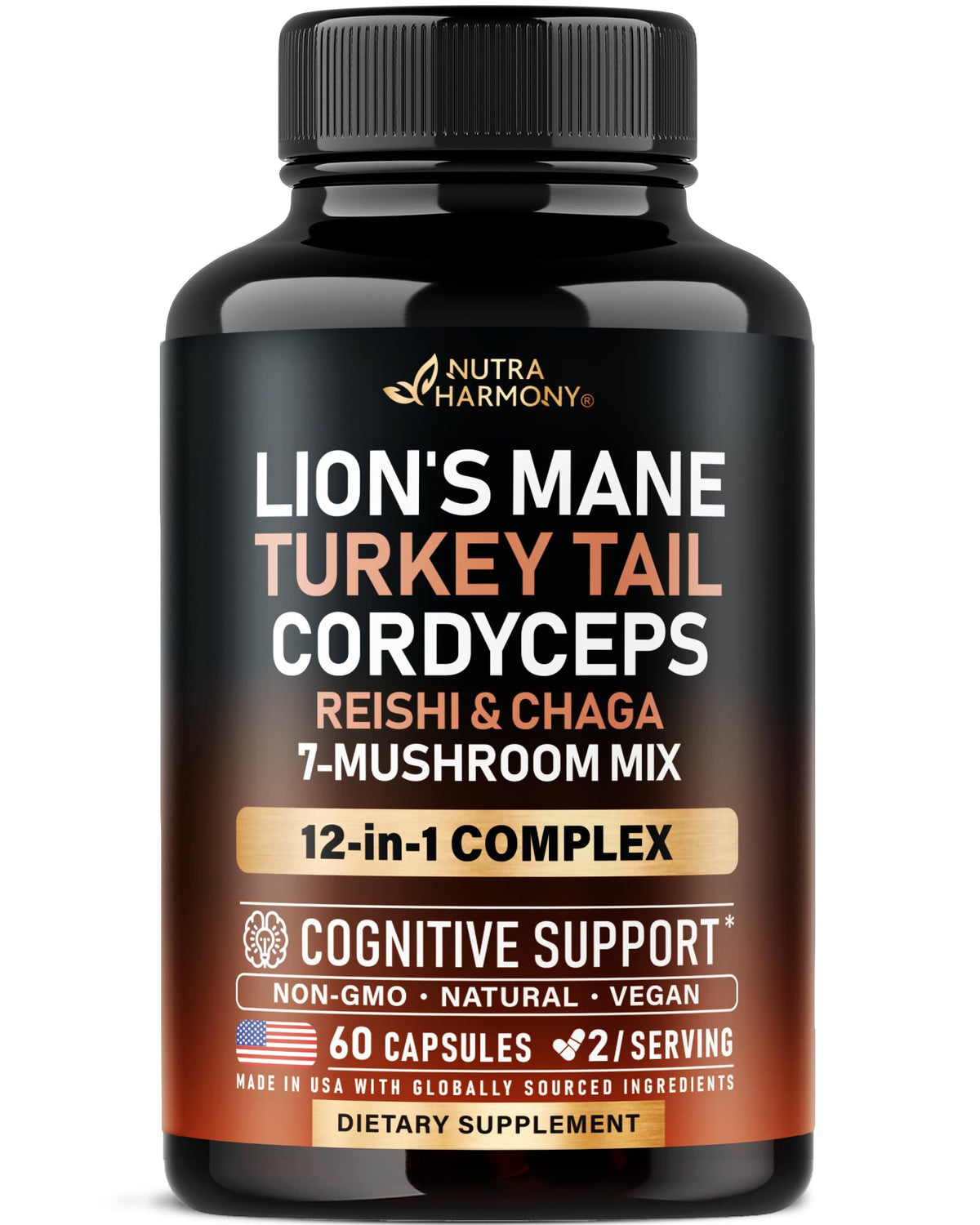 NUTRAHARMONY Complément Alimentaire Complexe de Champignons 12 en 1 avant