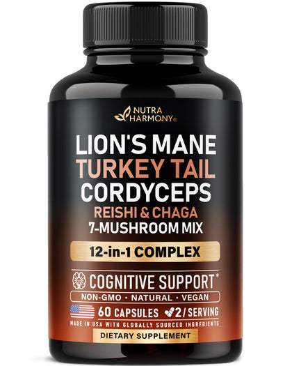 NUTRAHARMONY Complément Alimentaire Complexe de Champignons 12 en 1 avant