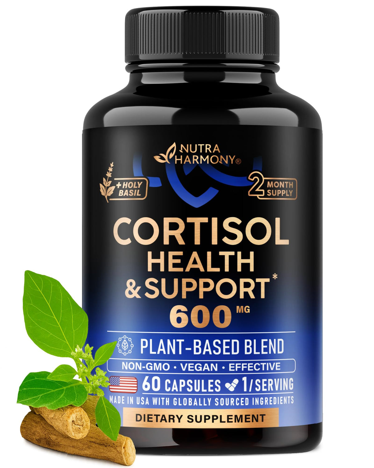 NUTRAHARMONY Complément Alimentaire Cortisol 60 Capsules vue de face