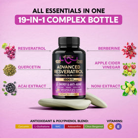 NUTRAHARMONY Complément Alimentaire Resvératrol 120 Capsules avec d'autres compléments