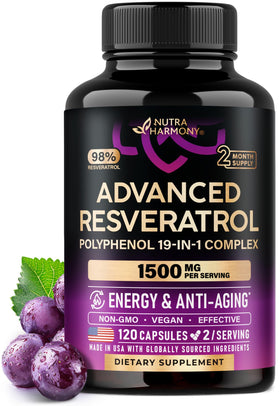 NUTRAHARMONY Complément Alimentaire Resvératrol 120 Capsules vue avant
