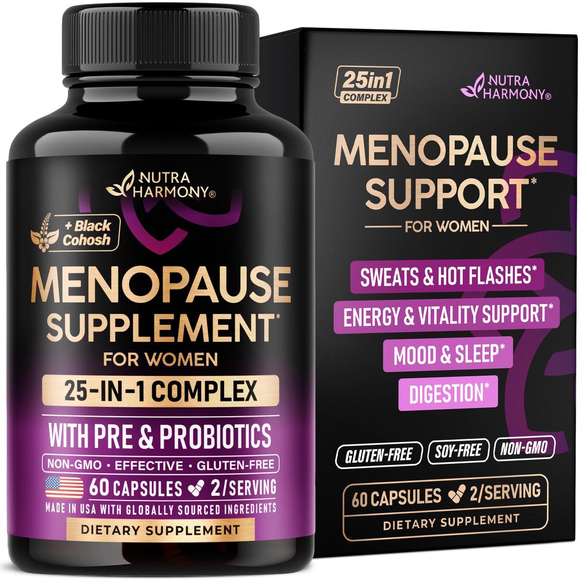NUTRAHARMONY Compléments Alimentaires Ménopause 60 Capsules vue de face
