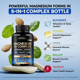 NUTRAHARMONY Complexe de Magnésium 5-en-1 240 caps avec dosage