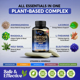NUTRAHARMONY Complexe de Soutien au Cortisol 120 Capsules avec bouchon ouvert