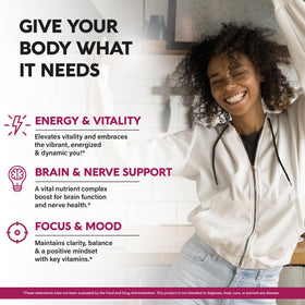 NUTRAHARMONY Complexe de Vitamines B 20 000 mcg étiquette avec informations