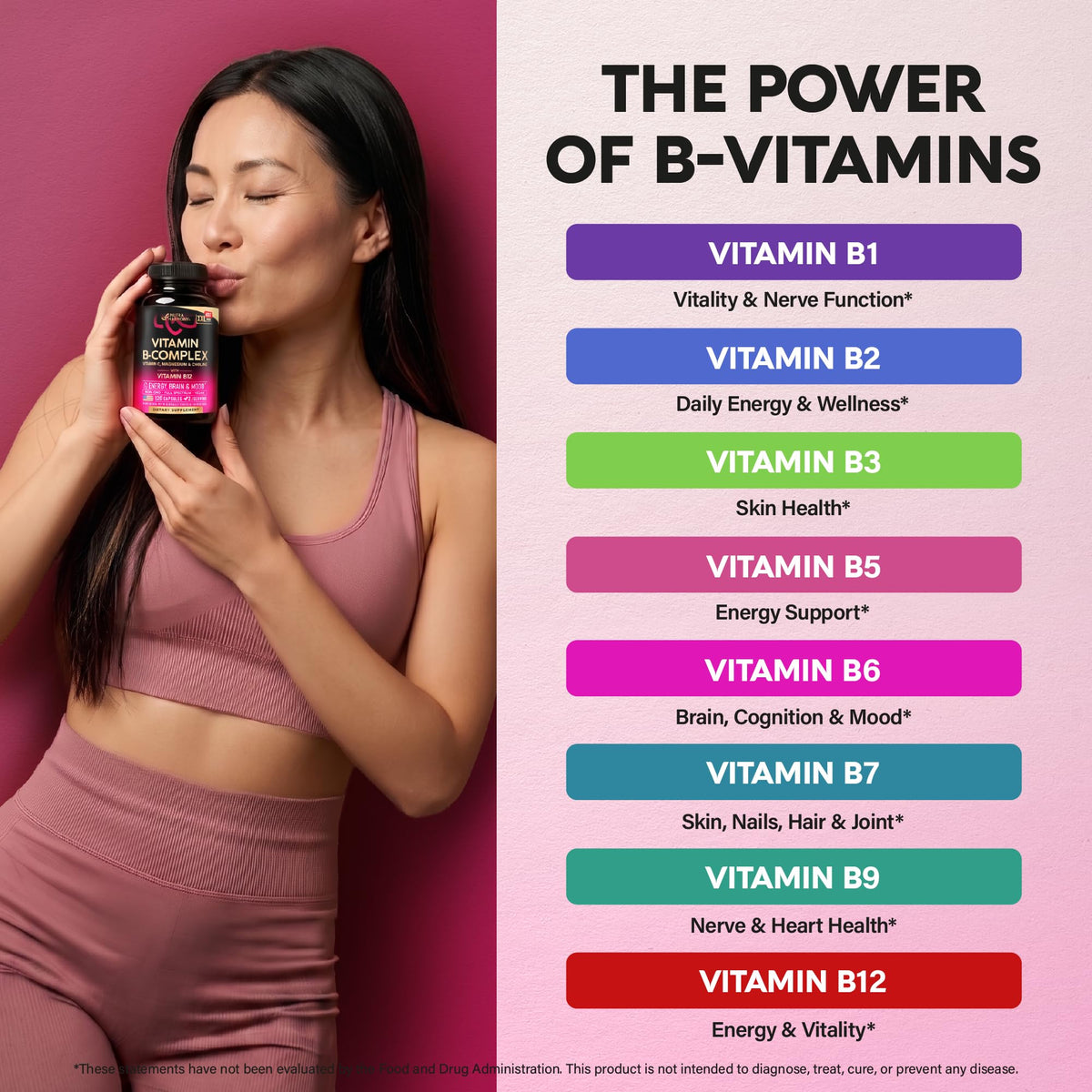NUTRAHARMONY Complexe de Vitamines B en main avec lumière naturelle