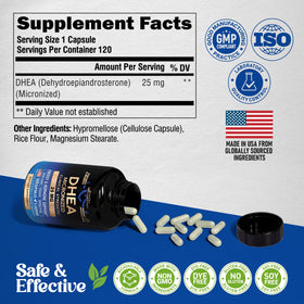 NUTRAHARMONY DHEA 25mg 120 capsules avec des ingrédients