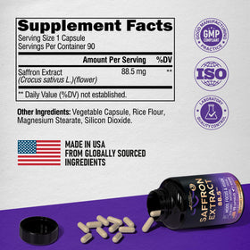 NUTRAHARMONY Extrait de Safran 88,5 mg - Capsules dans un verre transparent