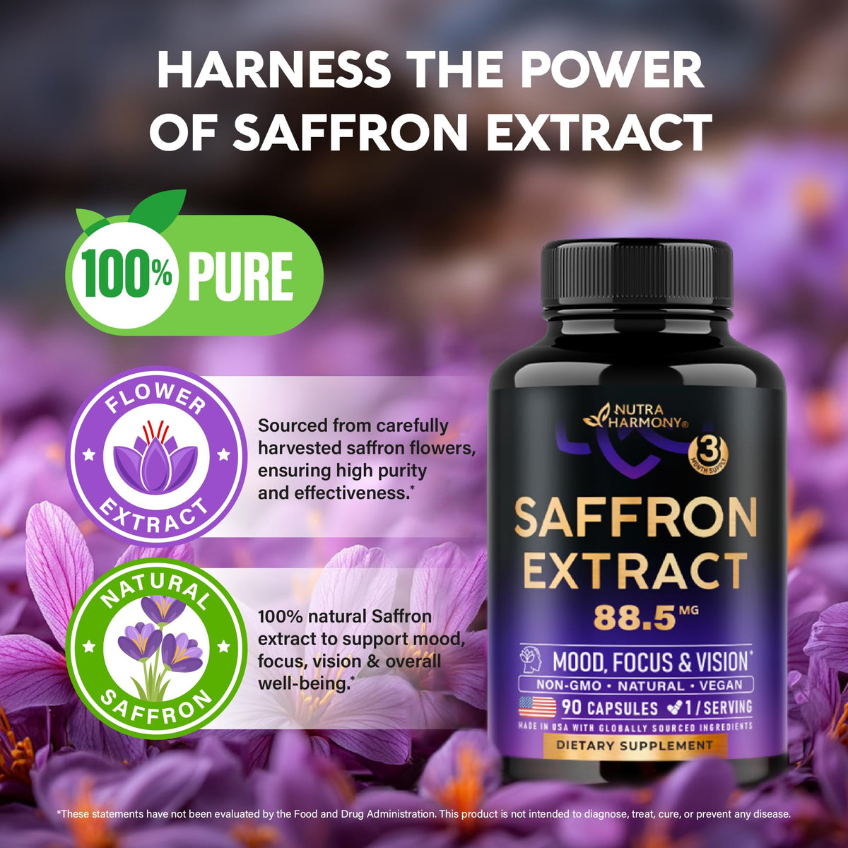 NUTRAHARMONY Extrait de Safran 88,5 mg - Zoom sur les capsules