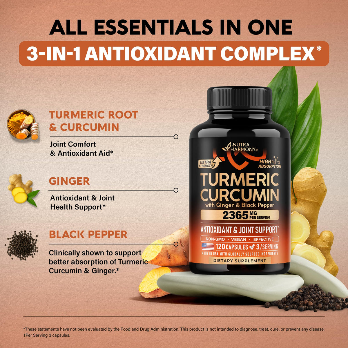 NUTRAHARMONY flacon de 120 capsules de curcuma