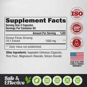 NUTRAHARMONY Ginseng Coréen 1500mg boîte ouverte avec capsules